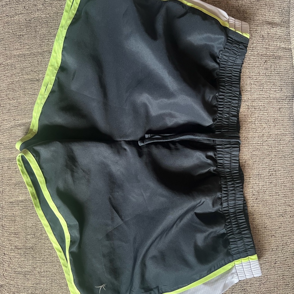 Danskin Black and Neon Green Athletic Shorts